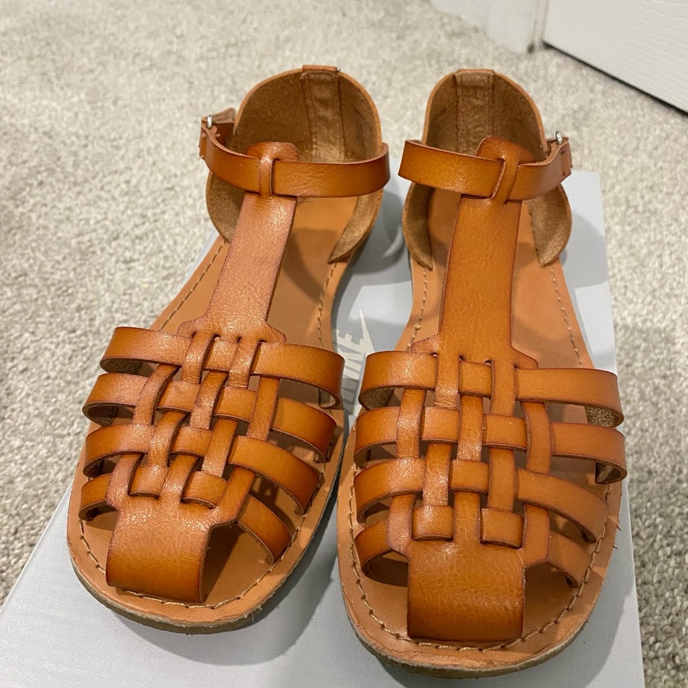 Zara Brown Sandals with Woven Design and Ankle Strap